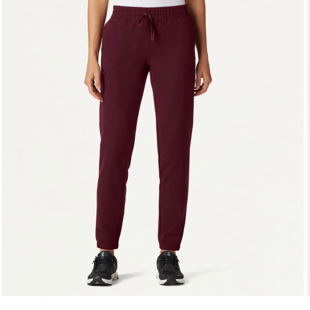 Jaanuu Women's Burgundy Scrub Jogger Pants and Scrub Top